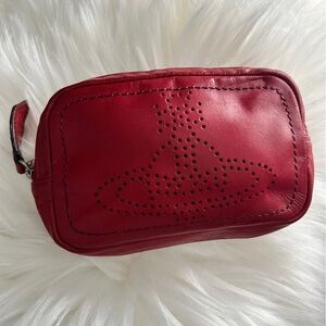 Vivienne Westwood red leather mini zip around pouch